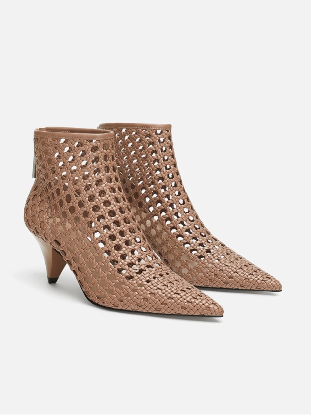 Zara Woven Pointed-Toe Ankle Bootie